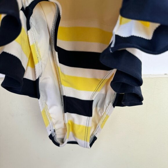 Juicy Couture Pleated Skirt Striped Nautical Swimsuit One Piece Pin Up Retro M - Picture 13 of 16